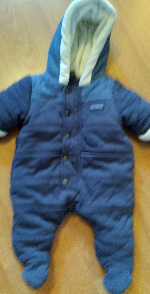 Infant Boys Calvin Klein One Piece Snow Suit Size 0-3M Denim/Gray Color EUC